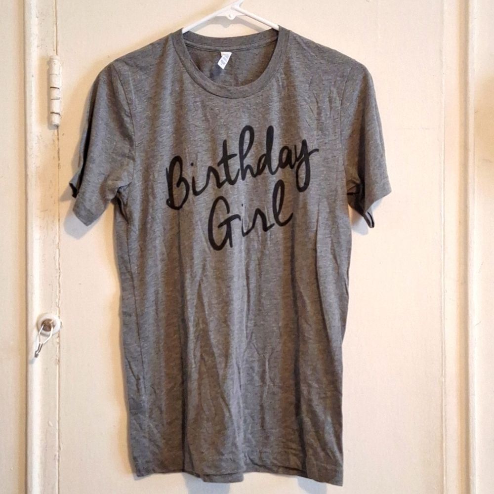 Birthday girl tee shirt gray basic tee